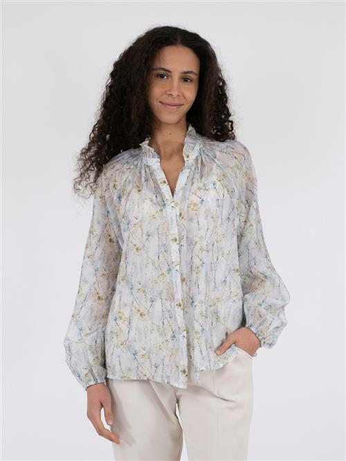 Neo Noir Solbi Whispering Blooms Blouse Kvinde Light Blue Langærmede Bluser Str 40 - hos Magasin