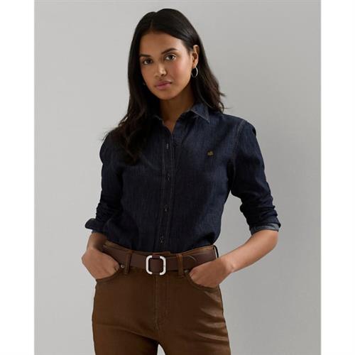 Lauren Ralph Lauren Denim Shirt Kvinde Rinse Wash Langærmede Skjorter Str L Denim - hos Magasin