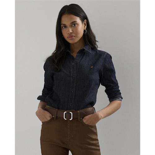 Lauren Ralph Lauren Denim Shirt Kvinde Rinse Wash Langærmede Skjorter Str S Denim - hos Magasin