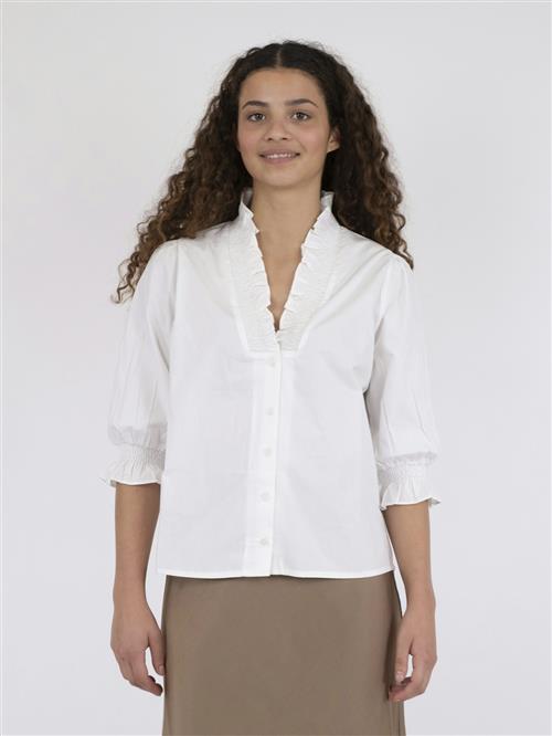 Neo Noir Briony C Poplin Blouse Kvinde White Kortærmede Bluser Str 40 - hos Magasin