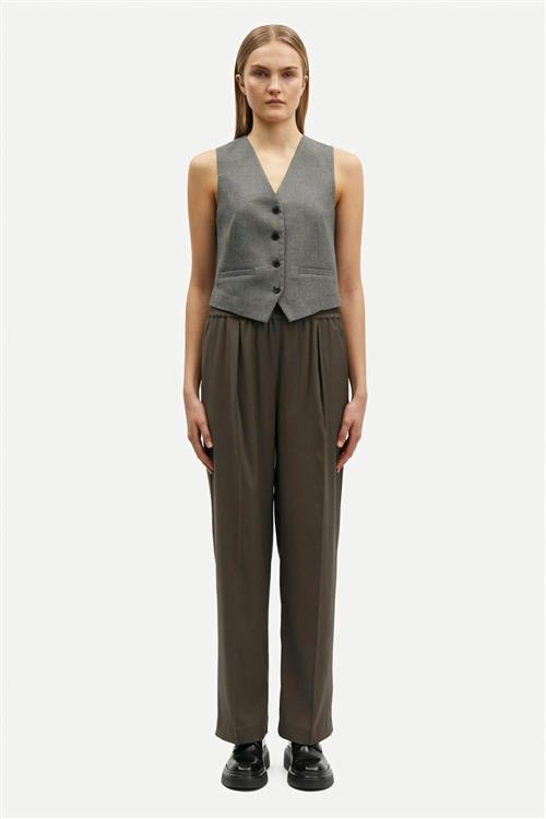 Samsøe Samsøe Julia Trousers 14635 Kvinde Black Olive Bukser Med Lige Ben Str S - Polyester hos Magasin