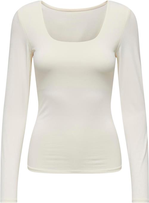 Se ONLY Onlea L/S 2way Deep Neck TOP JRS Kvinde Hvid Langærmede T-shirts Str XS - hos Magasin ved Magasin