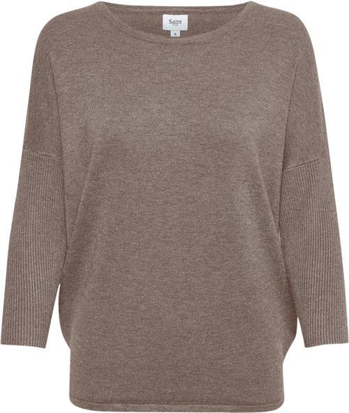 Saint Tropez A2561, Milasz Rneck Pullover Kvinde Antler Melange Sweaters Casual Fit Str S - hos Magasin