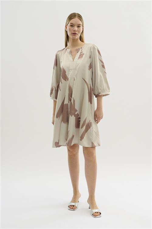 Karen by Simonsen Kbpalmer Indie Dress Kvinde Silver Cloud - Palmer Midi Kjoler Str 44 - hos Magasin