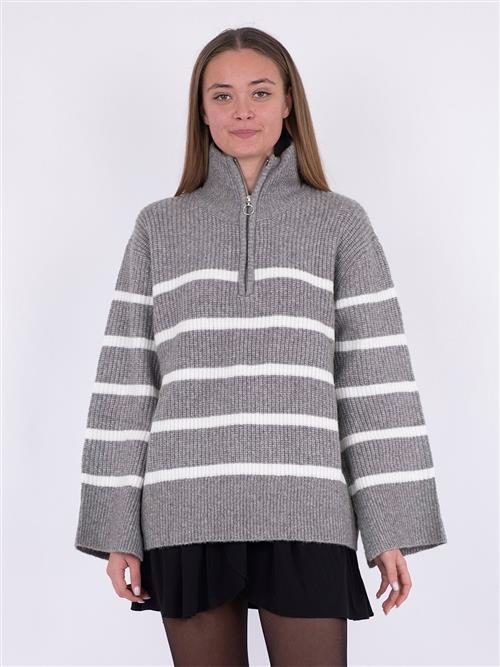 Se Neo Noir Nevena Stripe Knit Blouse Kvinde Dark Grey/off White Sweaters Str 36 - hos Magasin ved Magasin