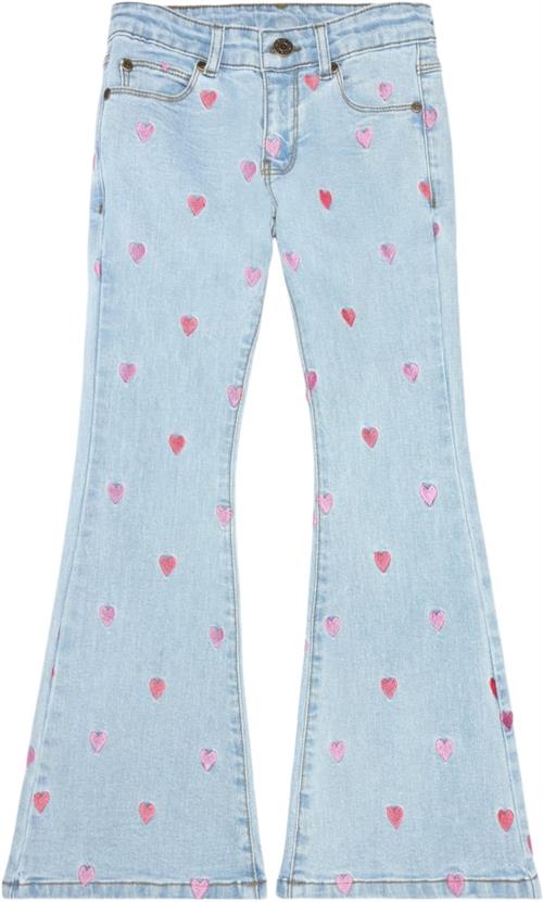 The New Tnlaflared Embroidery Jeans Str 98-104 cm/3-4 år - Blå Jeans Bomuld hos Magasin