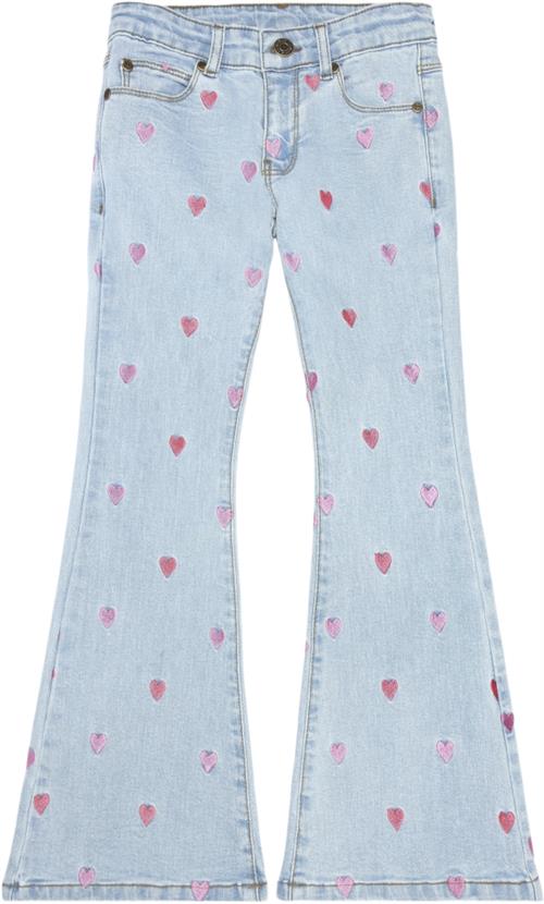 The New Tnlaflared Embroidery Jeans Str 122-128 cm/7-8 år - Blå Jeans Bomuld hos Magasin