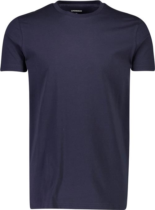 Lindbergh Mens Stretch Crew Neck tee S/S Mand Blå Kortærmede T-shirts Slim Fit Str L - hos Magasin