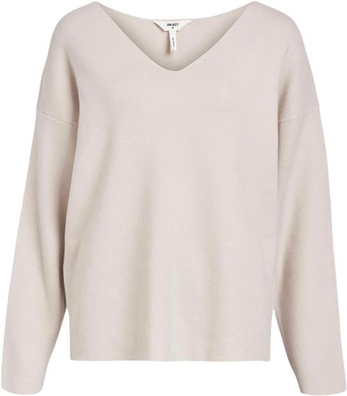 Object Objreynard Vneck Pullover Noos Kvinde Silver Gray Toppe Regular Fit Str XS - hos Magasin