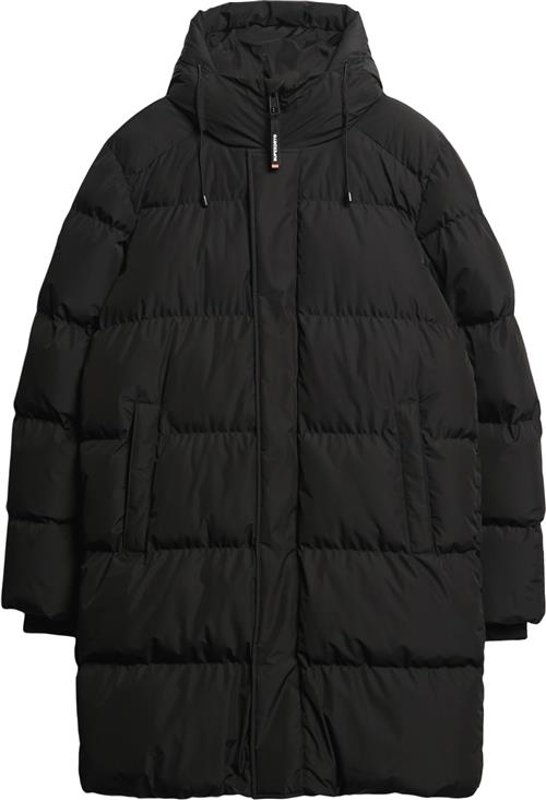 Superdry Hooded Sports Puffer MID JKT Mand Black Vinterjakker Str L - hos Magasin