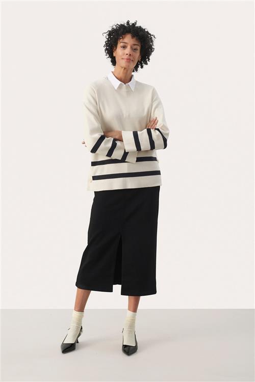 Se Part Two Emelypw PU Kvinde Dark Navy Bold Stripe Sweaters Relaxed Fit Str XL - hos Magasin ved Magasin