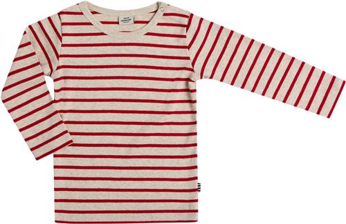 Mads Nørgaard - Copenhagen Soft Striped Rib Tobinino Str 98 - Red / Nature Mel Langærmede T-shirts Bomuld hos Magasin