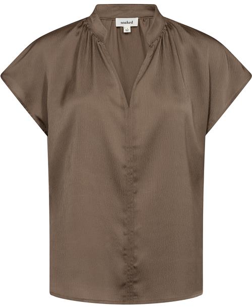 Se Soaked in Luxury Slparis Top Kvinde Walnut Kortærmede Bluser Classic Fit Str S - hos Magasin ved Magasin