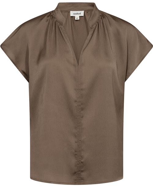 Soaked in Luxury Slparis Top Kvinde Walnut Kortærmede Bluser Classic Fit Str M - hos Magasin