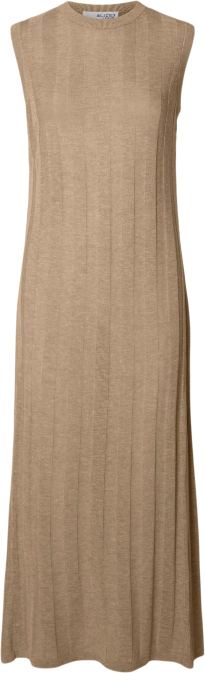 Selected Femme Slfhanna SL Long Knit Dress Kvinde Humus/melange Maxi Kjoler Relaxed Fit Str XS - hos Magasin