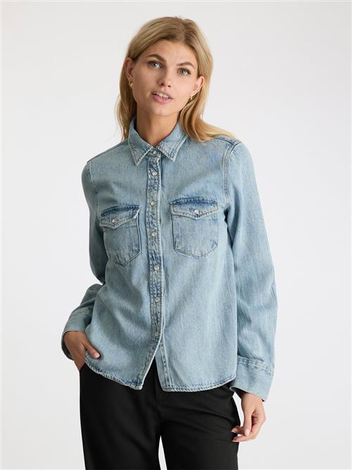 Neo Noir Roger Denim Shirt Kvinde Smoke Blue Denimskjorter Str 40 Denim - hos Magasin