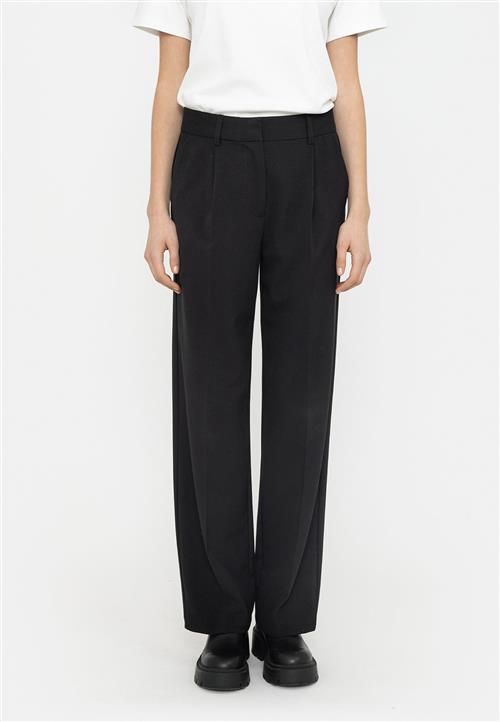 Soft Rebels Srvilja Midwaist Loose Pant Kvinde Black Bukser Med Lige Ben Str M - hos Magasin