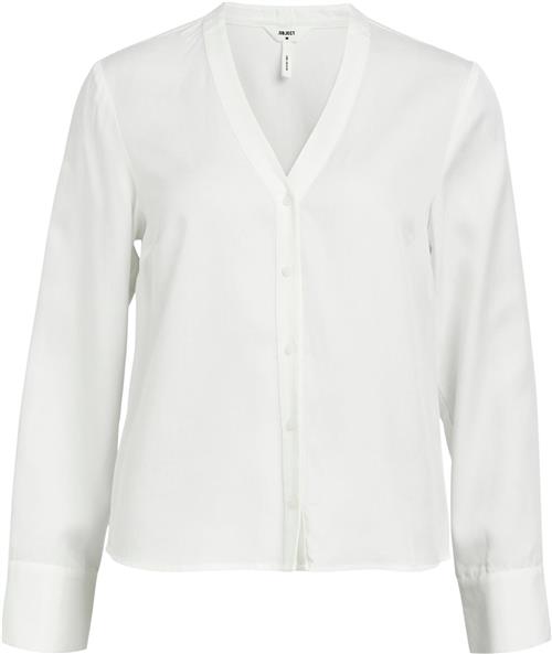 Object Objtilda L/S Vneck Shirt Noos Kvinde Cloud Dancer Langærmede Bluser Str 34 - hos Magasin