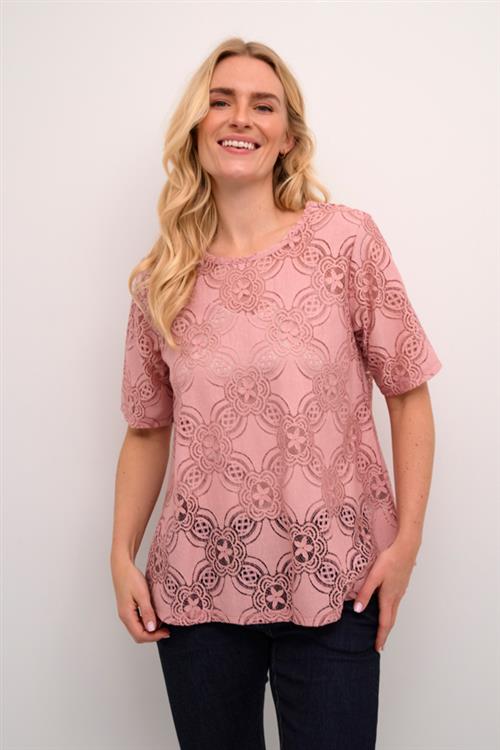 Se Culture Cuhenriette Olu SS Blouse Kvinde Pale Mauve Kortærmede Bluser Str XL - hos Magasin ved Magasin