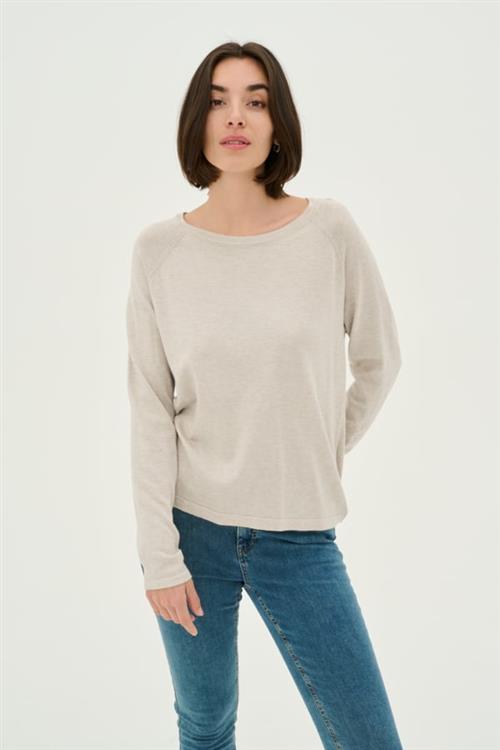 Culture Cuannemarie Solid Jumper Kvinde Warm Sand Melange Langærmede Bluser Str S - hos Magasin