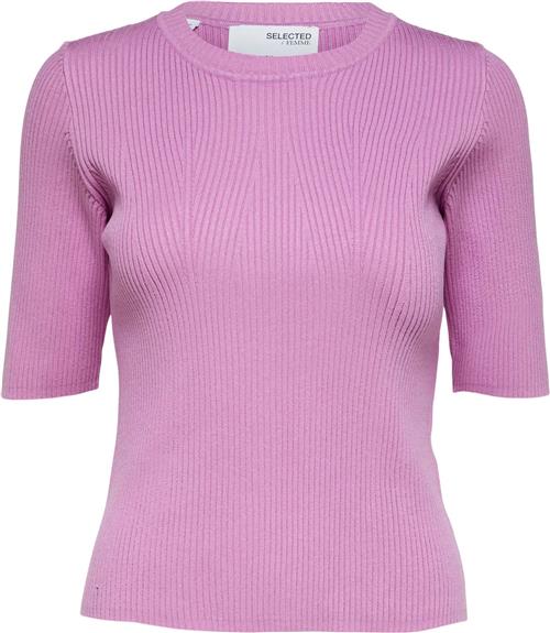 Se Selected Femme Slfmala 2/4 Knit Oneck Noos Kvinde Cyclamen Kortærmet Strik Str XS - hos Magasin ved Magasin