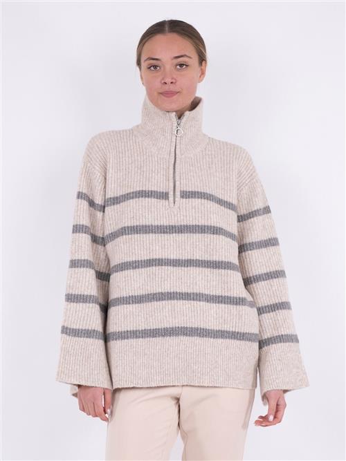 Se Neo Noir Nevena Stripe Knit Blouse Kvinde Sand/grey Sweaters Str 44 - hos Magasin ved Magasin