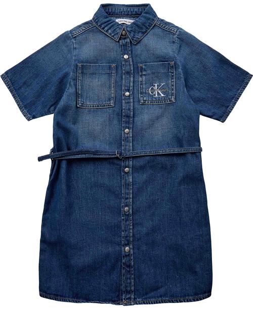 Calvin Klein LW Denim Belted Shirt Dress Str 10 år Denim - 1a4 Nederdele hos Magasin