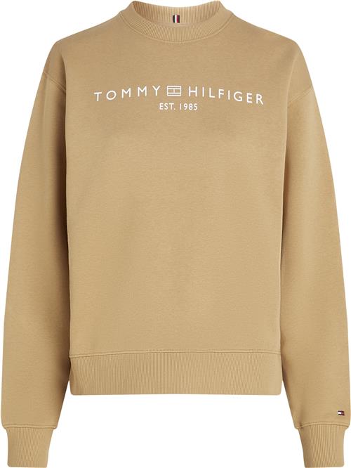 Se Tommy Hilfiger Mdrn REG Corp Logo CNK Swtshrt Kvinde Classic Khaki Sweatshirts Str L - hos Magasin ved Magasin