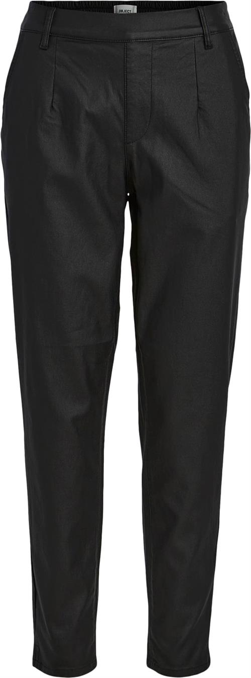 Object Objbelle Lisa Coated Pant Noos Kvinde Black Bukser Med Smalle Ben Str 44 - hos Magasin