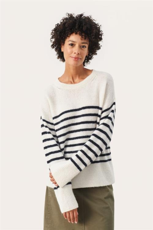 Se Part Two Finnleypw PU Kvinde Whitecap Gray Stripe Sweaters Loose Fit Str S - hos Magasin ved Magasin