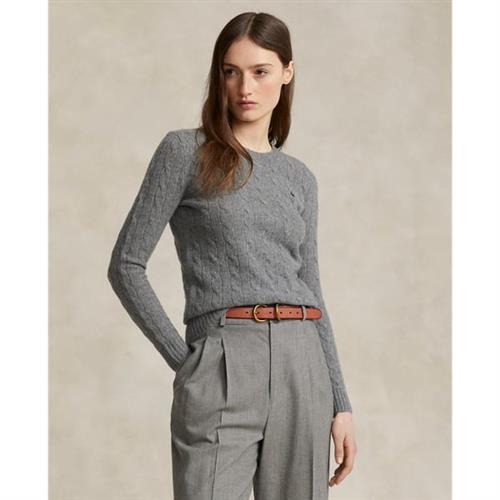 Polo Ralph Lauren Cableknit Wool-cashmere Sweater Kvinde Battalion Grey Heather Sweaters Str XL Cashmere - hos Magasin