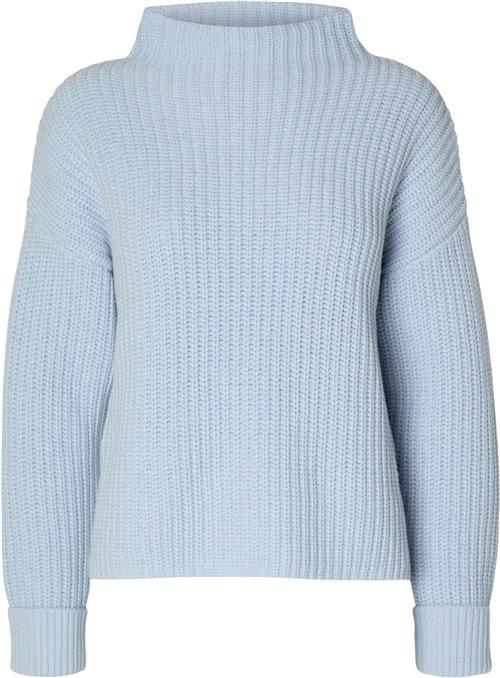 Selected Femme Slfselma LS Knit Pullover Noos Kvinde Blå Rullekraver Str L - hos Magasin