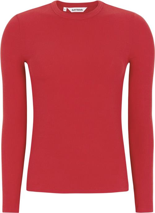 Soft Rebels Srfenja Oneck Top Kvinde Racing Red Kortærmede T-shirts Slim-fit Str L - hos Magasin