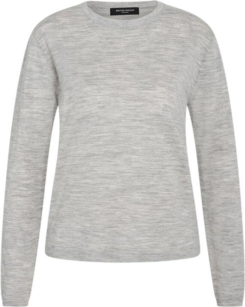 Bruuns Bazaar Charlenebbround Neck Knit Kvinde Light Grey Melang Sweaters Str L - hos Magasin