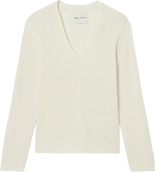 Marc O’Polo Pullover, Longsleeve, Vneck Kvinde White Cotton Sweaters Str L - hos Magasin