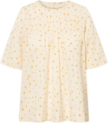 Nué Notes Atticus Blouse Kvinde Orange Flowers Kortærmede Bluser Str 38 - hos Magasin