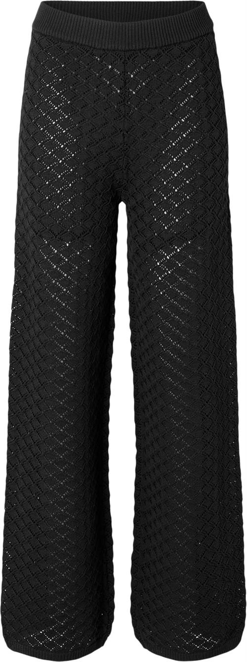 Selected Femme Slffrida HW Structure Knit Pants EX Kvinde Sort Bukser Med Lige Ben Str S - hos Magasin