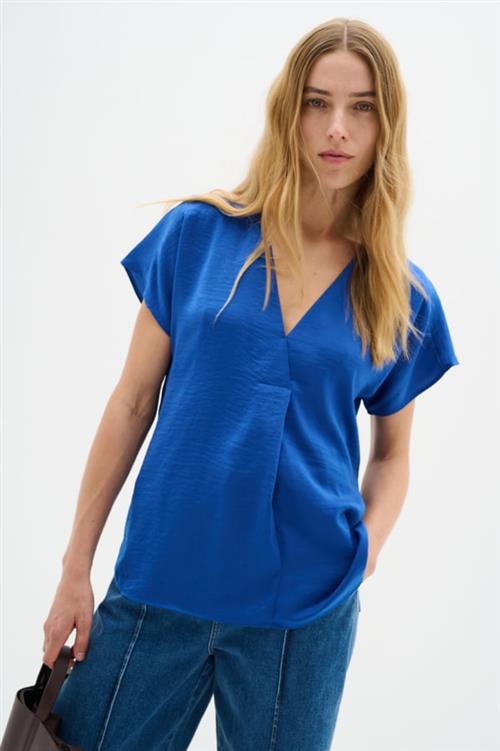 InWear Rindaiw Top Kvinde Blue Quartz Kortærmede Bluser Loose Fit Str 44 - hos Magasin