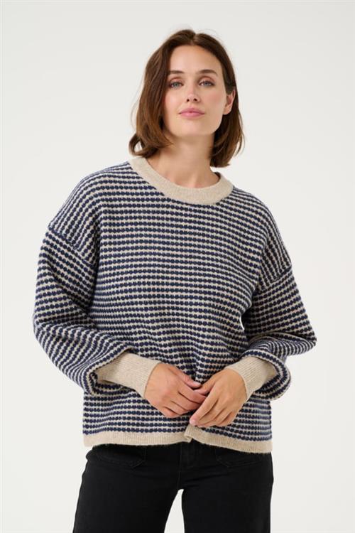 Kaffe Kaellery Knit Pullover Kvinde Feather Gray/ Blue Structure Sweaters Str L - hos Magasin