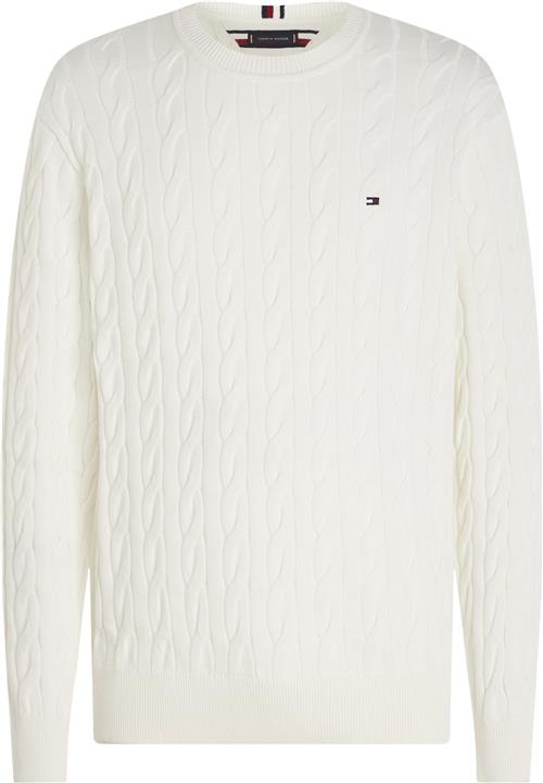 Se Tommy Hilfiger Classic Cable Crew Neck Mand Ancient White Sweaters Str XL - hos Magasin ved Magasin