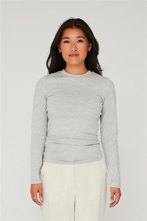 A-VIEW Stabil top l/s Kvinde Light Grey Melange Langærmede T-shirts Str S - hos Magasin