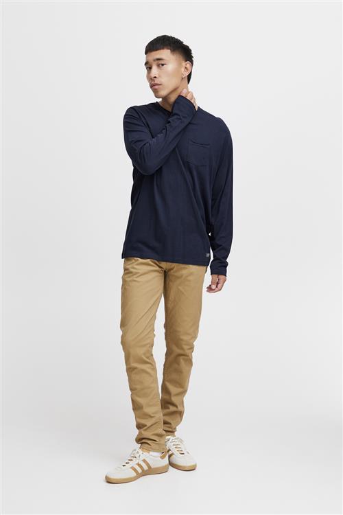 Se Blend Bhnicolai tee l.s. Noos Mand Navy Langærmede T-shirts Str XL - hos Magasin ved Magasin