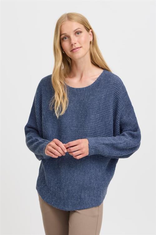 Fransa Freretta PU 3 Kvinde Vintage Indigo Melange Sweaters Loose Fit Str L - hos Magasin