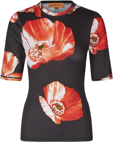 Stine Goya Sgminerva, 2063 Stocking Jersey Kvinde Opium Poppies Toppe Str XL/XXL - hos Magasin