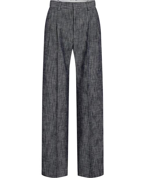 Filippa K Darcey Textured Trousers Kvinde Navy/white Bukser Med Lige Ben Str 42 - hos Magasin