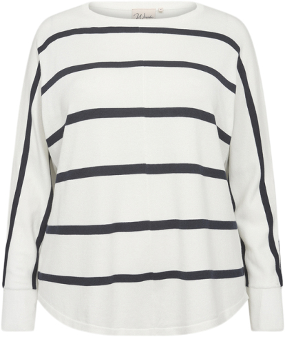 Wasabiconcept Wasamanda Stripe 6 Kvinde 1100c Offwhite Combi Sweatshirts Str 42/44 - Viskose hos Magasin