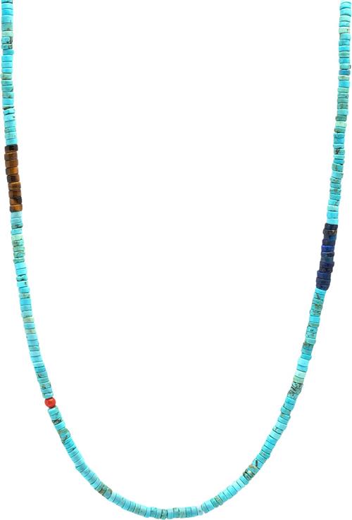 Se Nialaya Turquoise Heishi Necklace With Tiger Eye and Blue Lapis "25""" - Halskæder hos Magasin ved Magasin