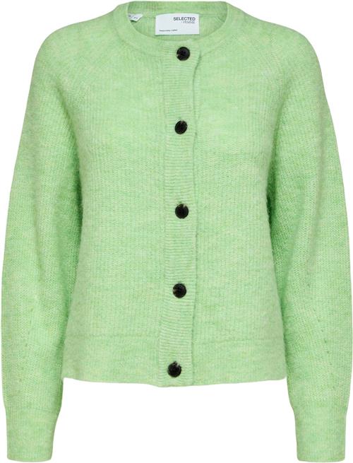 Selected Femme Slflulu LS Knit Short Cardigan B NO Kvinde Pistachio Green/melange Cardigans Str S - hos Magasin