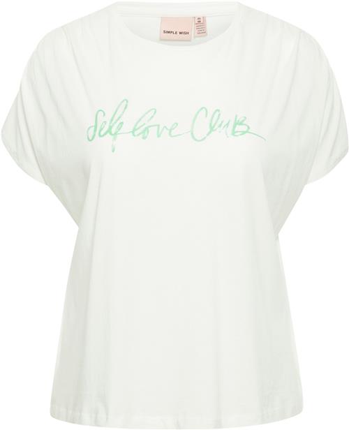 Simple Wish Swmati TEE 1 Kvinde Blanc De Blanc Front Print Kortærmede T-shirts Str 46/48 - hos Magasin