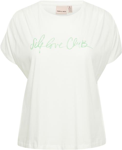 Simple Wish Swmati TEE 1 Kvinde Blanc De Blanc Front Print Kortærmede T-shirts Str 54/56 - hos Magasin